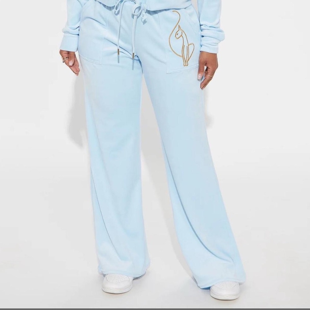 Baby Phat Light Blue Track Pants with Gold Logo